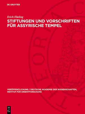 cover image of Stiftungen und Vorschriften für assyrische Tempel